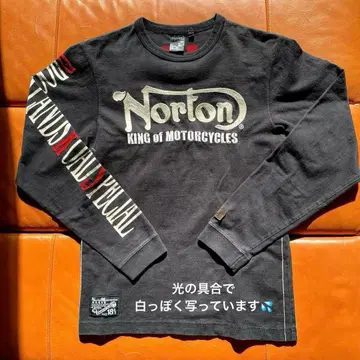 Norton 블랙 긴팔 티셔츠 자수 KING of motorcycle