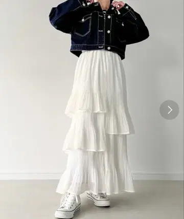 프릴 롱 스커트 폴리에스테르 100%