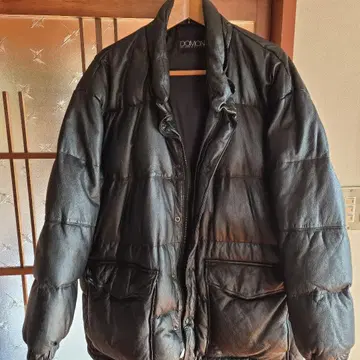 가죽 블랙 다운 자켓
