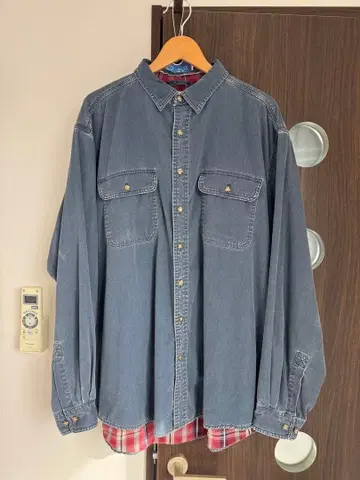 L.L.Bean 데님 셔츠 안감 체크 두꺼운 원단