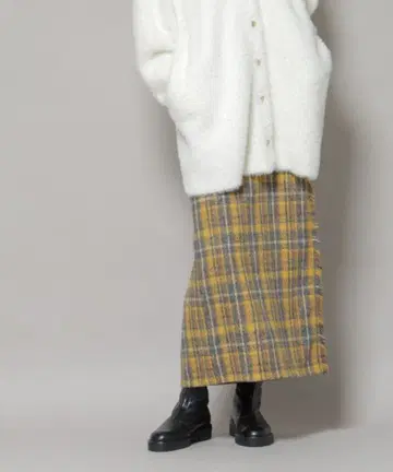 NANO universe 체크 프린지 랩풍 스커트