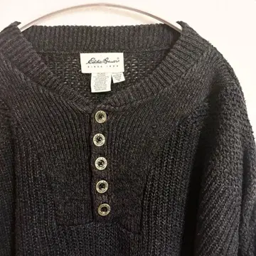 90s 에디 바우어 코튼 100% 헨리넥 니트 XL