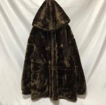 70s 빈티지 올드 리버서블 인조 모피 자켓 후드티