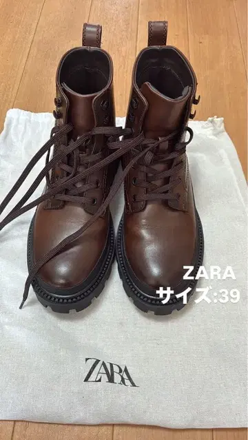 ZARA 브라운 하이컷 부츠 사이즈 39