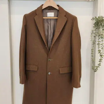 브라운 체스터 코트 울 혼방