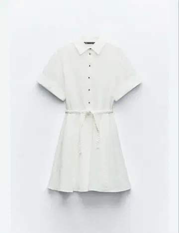 [ ZARA ] 화이트 버튼 미니 원피스 반팔