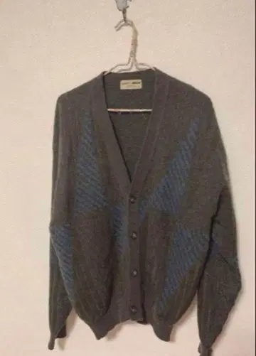 남성용 구제 의류 그레이와 파랑 패턴 가디건