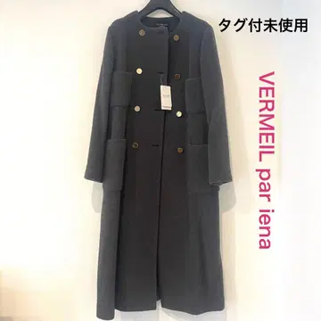 택 포함 미사용 베르메이유 퍼 이에나 링 트위드 골드 버튼 코트 그레이