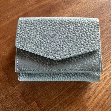 가죽 3단 폴더형 지갑 블루