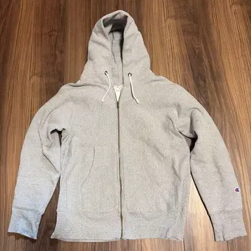 빨간색 택 챔피온 리버스 위브 지퍼 후드티 그레이 L