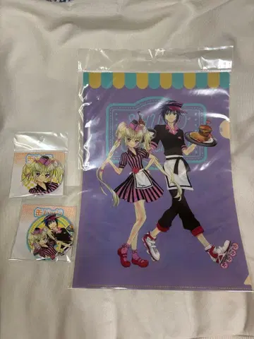 수호캐릭터! 아메리칸 다이너 굿즈 3종 세트 (클리어 파일, 캔뱃지)