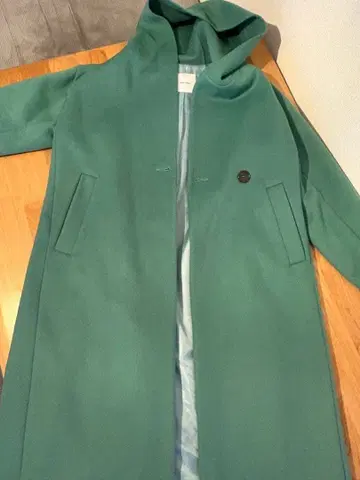 Spick & Span 후드 부착 울 코트 그린