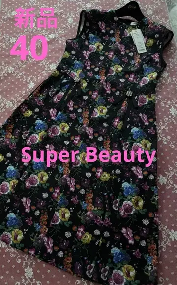 미사용 새상품 Super Beauty 꽃무늬 슬리브리스 원피스 40
