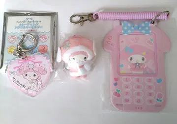 마이멜로디 묶음 판매 아크릴 키링 피처폰형 패스 케이스 치비토모