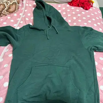 속기모 다크 그린 후드 부착 후드티