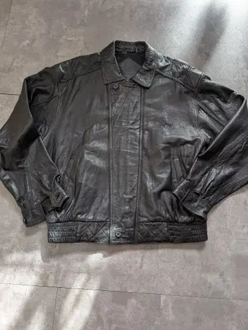 80s 90s 블랙 소가죽 램 가죽 레더 블루종 자켓 M
