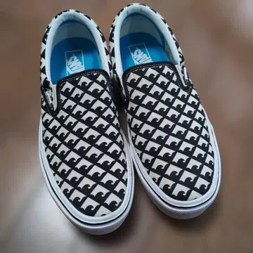 Vans 슬립온 파도 무늬 화이트/블랙