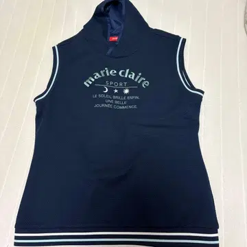 마리끌레르 메쉬 후드 부착 베스트 네이비