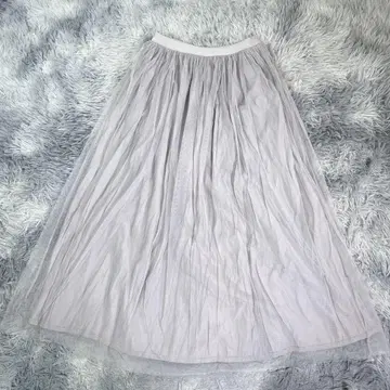 튤 롱 스커트 그레이 얇은 소재 여성용 허리밴딩