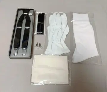 신랑 잡화 6점 서스펜더 암밴드 치프 장갑 양말 커프스 단추 결혼식