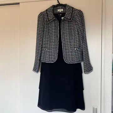 INFINE 트위드 자켓과 레이어드 드레스 세트