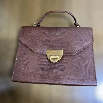 브라운 가죽 핸드백 크로커다일풍