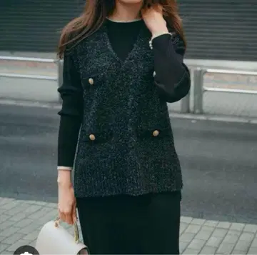 jusglitty 트위드 베스트 x 니트 원피스 SET