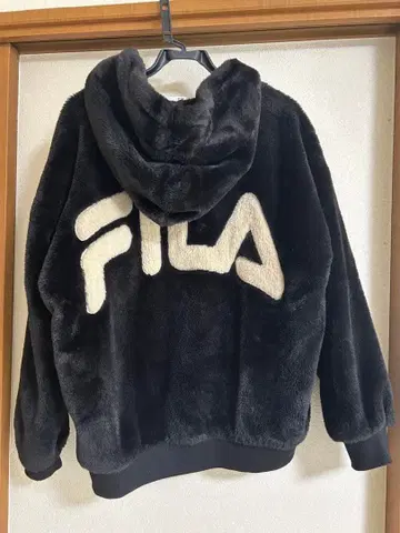 FILA 플리스 후드티 풀 집업 블랙