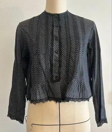 [ 1920년대 프렌치 빈티지 ] 블랙 도트 무늬 긴팔 블라우스