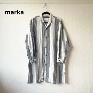 marka 셔츠 코트 마카웨어 오픈 카라 롱 코트 화이트