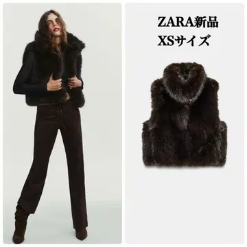 완판템 ZARA 인조 모피 베스트 XS 사이즈 택 포함 새상품 브라운