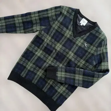 캘러웨이 체크 무늬 V넥 스웨터 M