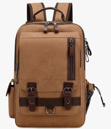 베이지 캔버스 백팩