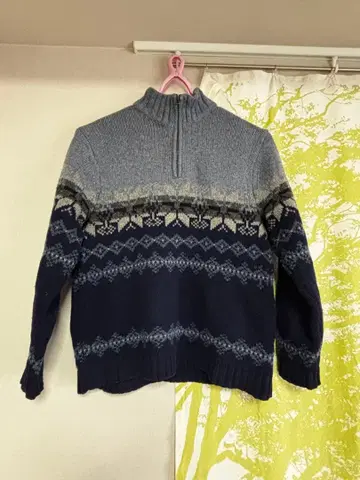 Eddie Bauer 노르딕 무늬 스웨터 에디 바우어 하프 지퍼