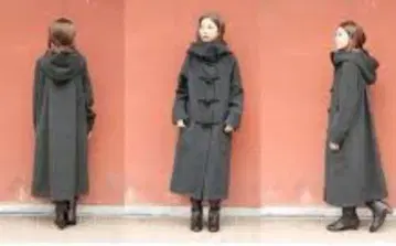 그레이 후드 부착 더플 코트