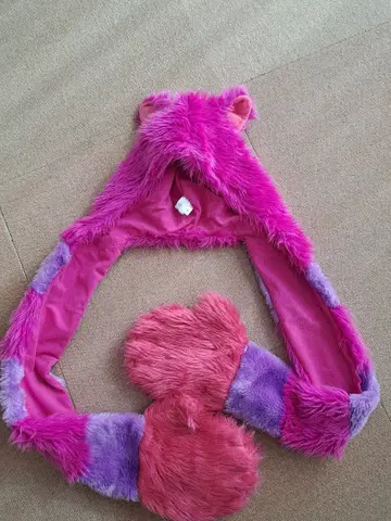 도쿄 디즈니 리조트 귀 달린 후드 부착 머플러 체셔 고양이