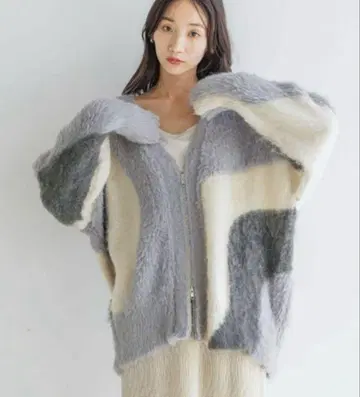 샤기 ZIP 가디건 롱 슬리브