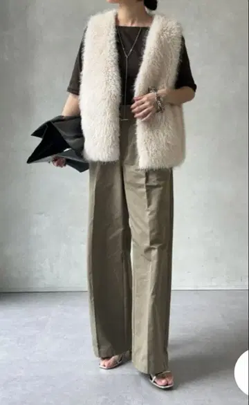 DouDou 페이크 캐시미어 퍼 베스트