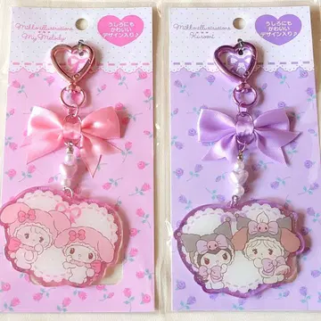 캐미 마이멜로디 쿠로미 콜라보 아크릴 키링 리본 아크릴 키링