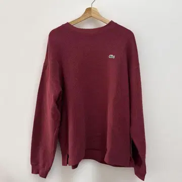 한정품 LACOSTE 버건디 롱 슬리브 T셔츠 L