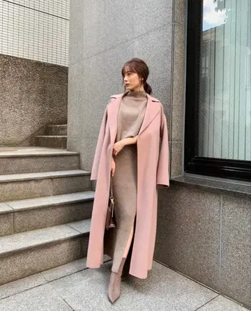 CACHEC 더블 페이스 롱 가운 코트