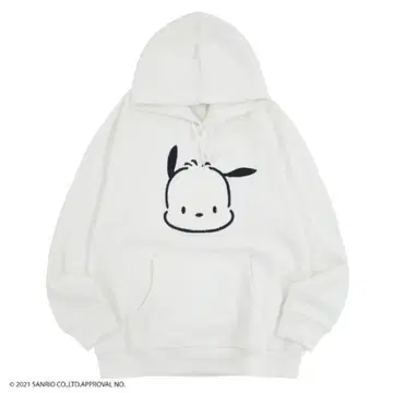 산리오 포차코 자수 화이트 후드티