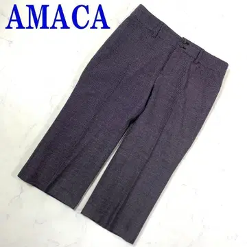 아마카 울 프레스 크롭 슬랙스 팬츠 그레이 40 C8033