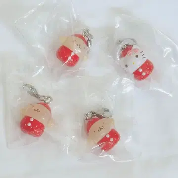 산리오 딸기 메지루시 스트랩 폼폼푸딩 헬로키티