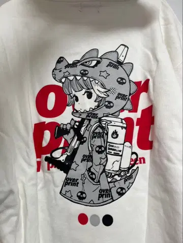 overprint 캐릭터 후드티 L 화이트