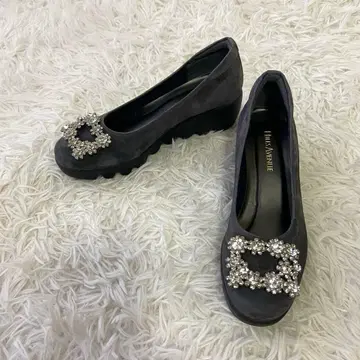 컨디션 최상 힐즈아베뉴 펌프스 웨이브 밑창 비쥬 그레이 22.5