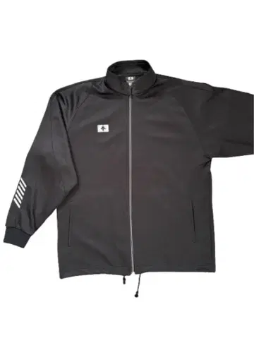 데상트 블랙 저지 풀 집업 로고 자수