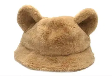 곰 귀 베이지 모자 폼폼 포함 미키 자수