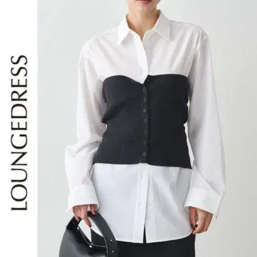 새상품 Loungedress 셔츠+니트 뷔스티에 세트 라운지 드레스 블랙