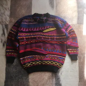 레어 택 포함 90s EMAROO 3D 니트 올 패턴 호주산